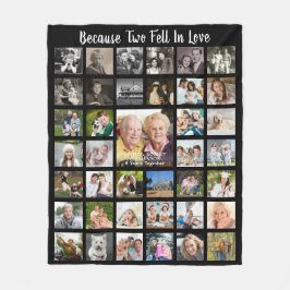 Manta Polar Aniversario 39 Collage de fotos negro personalizad