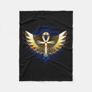 Manta Polar Ankh de oro con alas