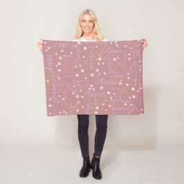 Manta Polar Anne nombre personalizado estrellas de boho rosa