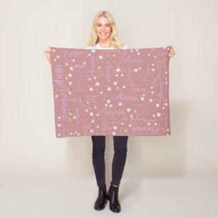 Manta Polar Anne nombre personalizado estrellas de boho rosa