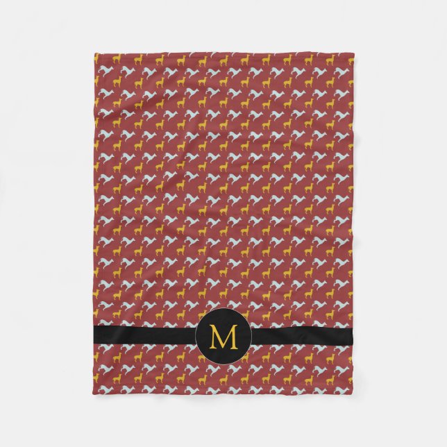 Manta Polar Año del perro Zodiac Cumpleaños Monograma S Blanke (Anverso)