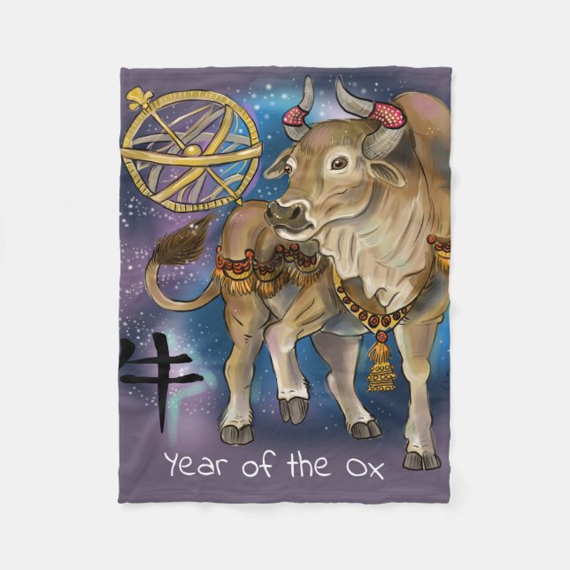 Manta Polar Año Zodiaco Chino del Ox (Anverso)