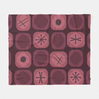 Manta Polar Años 1950 Mod Art Soft Cubes Borgoña