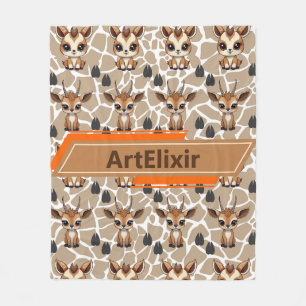Manta Polar Antelope Cute Baby Kawaii Brown Print
