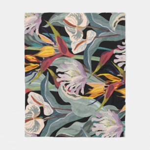 Manta Polar Anthurium Strelitzia: Esplendor Vintage tropical.