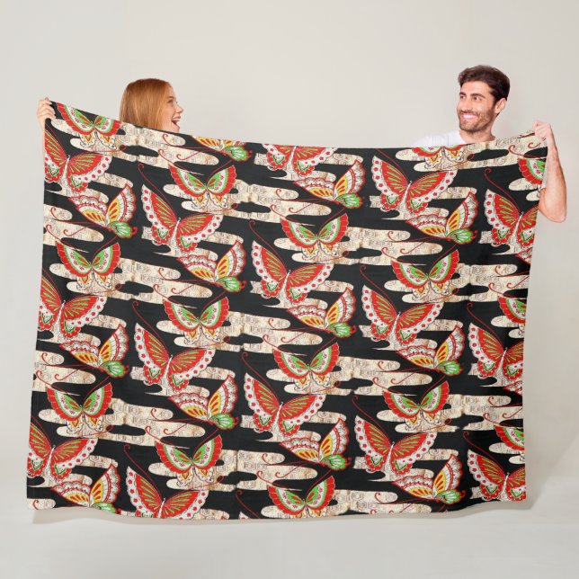 Manta Polar ANTIGUAS MARIPOSAS JAPONESAS LLAMADAS Negras (In situ)