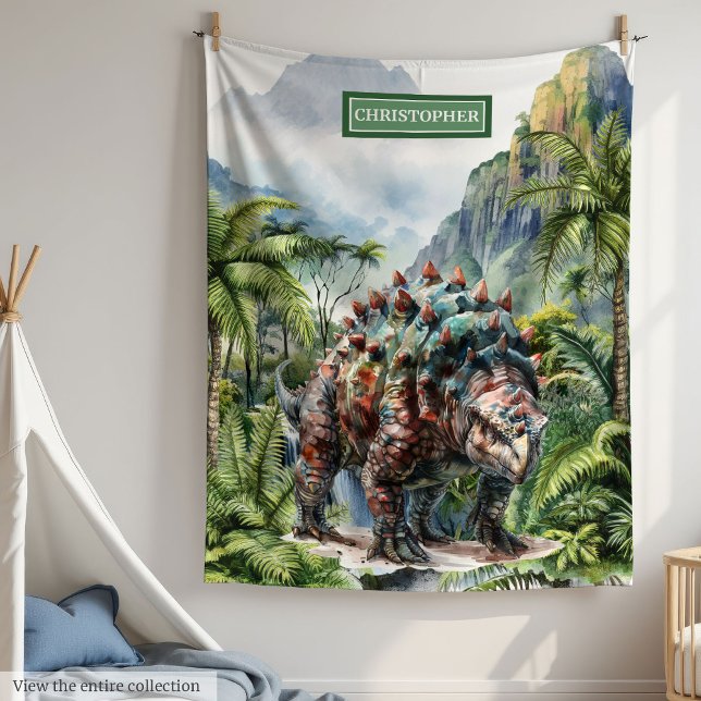Manta Polar Antiguo Dinosaurio Birthday Blanket Nombre persona (Antique Dinosaur Birthday Blanket Custom Name Boys)
