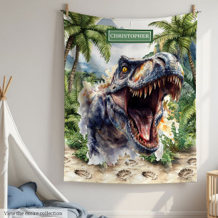 Manta Polar Antiguo Dinosaurio T-rex Nombre personalizado Boys