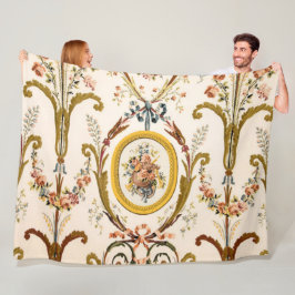 Manta Polar Antiguo Rococo Floral Gold Cream Elegante