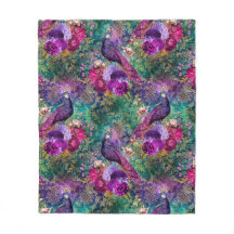 Antiguo Verde azulado púrpura de pavos reales eleg