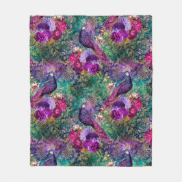 Manta Polar Antiguo Verde azulado púrpura de pavos reales eleg