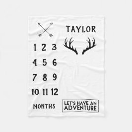 Manta Polar Antler Adventure Baby Boy Milestone Blanket