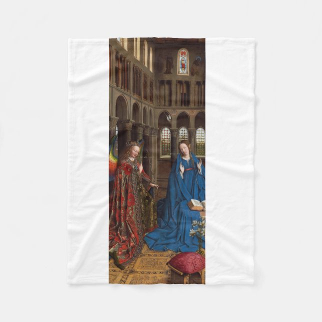 Manta Polar Anunciación de Van Eyck Premium Luz de Catedral (Anverso)