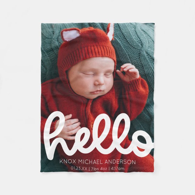 Manta Polar Anuncio de natalidad de saludo moderno con foto (Anverso)