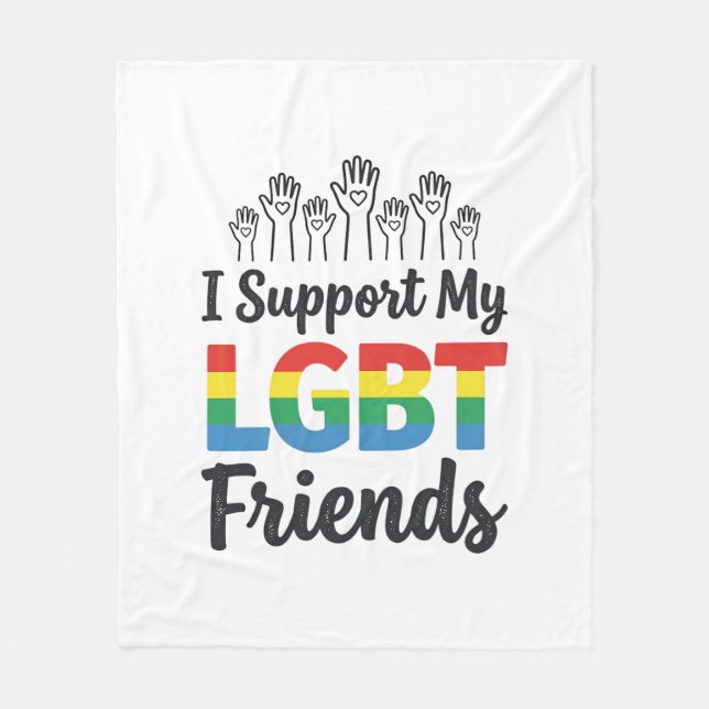 Manta Polar Apoyo a mis amigos LGBT Vector Orgullo Arcoíris De (Anverso)