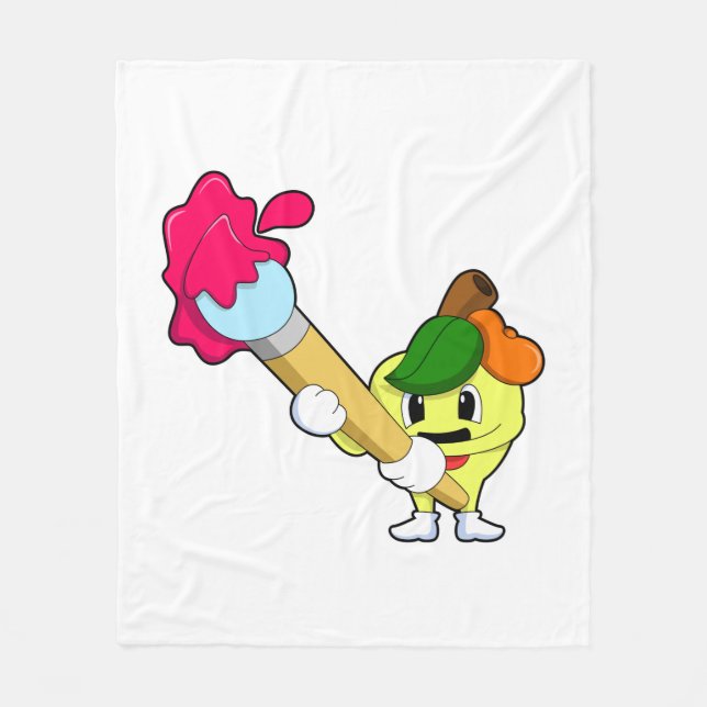 Manta Polar Apple como pintador con pincel de pintura (Anverso)