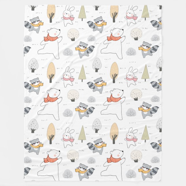 Manta Polar Apreciables animales del bosque Fleece Blanket (Anverso)