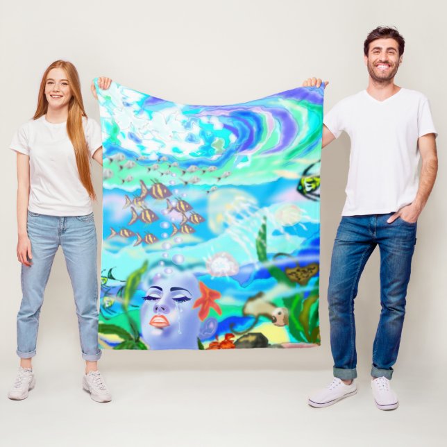 Manta Polar Aqua Fantasy Fleece Blanket (In situ)