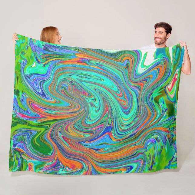 Manta Polar Aqua, Naranja y Green Groovy Resumen de arte retro (In situ)