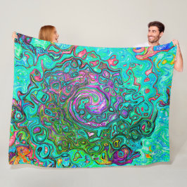 Manta Polar Aquamarine Groovy Abstract Retro Láquido Swirl
