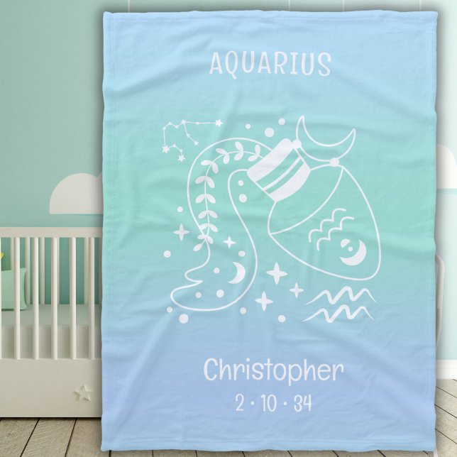 Manta Polar Aquarius Zodiac Star Name Birdate Blue Baby (Subido por el creador)