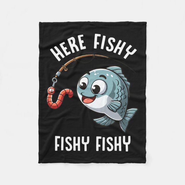 Manta Polar Aquí Pesca Pescador Gracioso Gusano Cute Pescador (Anverso)