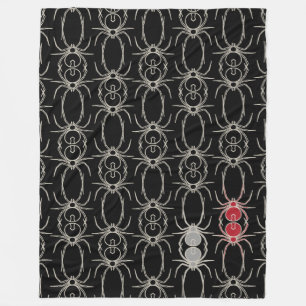 Manta Polar Arañas - Blanco negro y blanco óseo