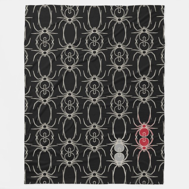 Manta Polar Arañas - Blanco negro y blanco óseo (Anverso)