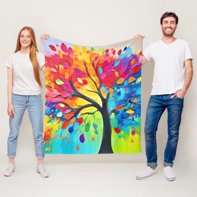 Manta Polar Árbol arcoiris de pintura de vida (In situ)