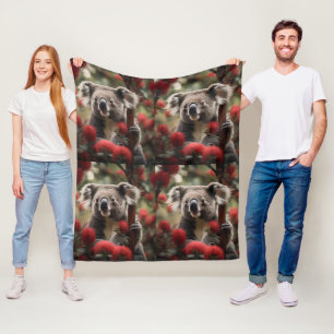 Manta Polar Árbol Banksia Rojo Con Oso Koala,