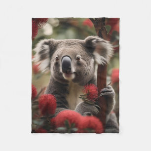 Manta Polar Árbol Banksia Rojo Con Oso Koala,