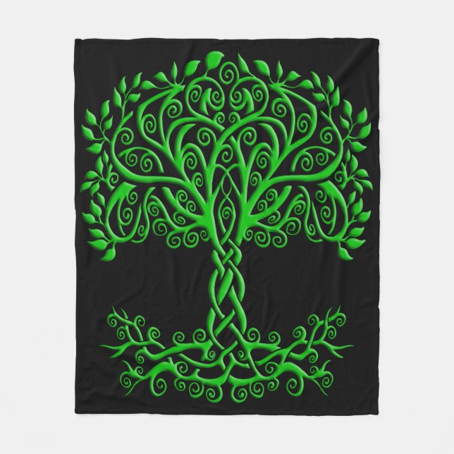 Manta Polar Árbol Celta Verde De La Vida (Anverso)