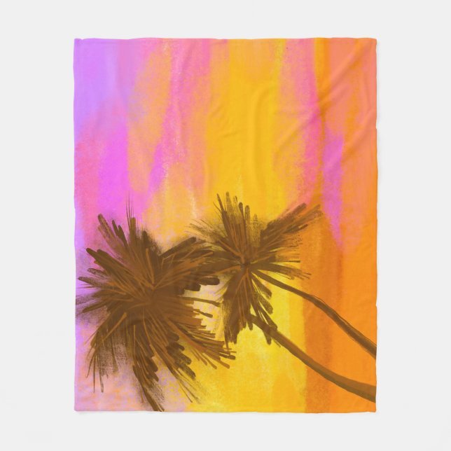 Manta Polar Árbol de coco, tema tropical del verano. (Anverso)