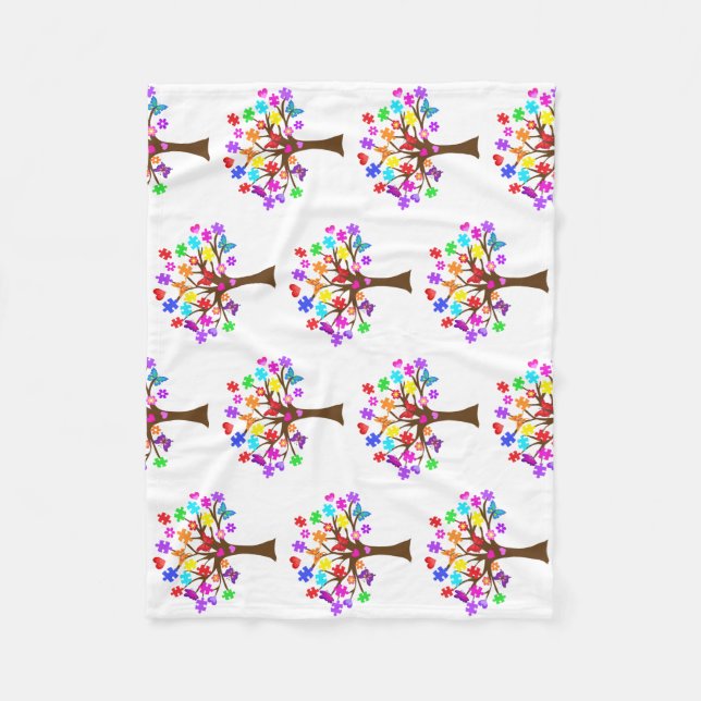 Manta Polar Árbol de conciencia del autismo (Anverso)