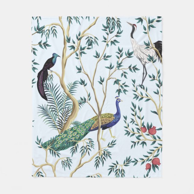 Manta Polar Árbol de frutas granadas de huerta, ave exótica (Anverso)