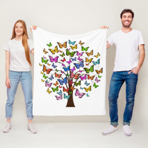 Manta Polar Árbol de mariposa de colores vivos