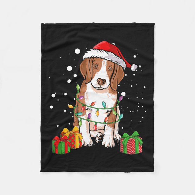 Manta Polar Árbol de Navidad Beagle Dog enciende Santa Dog Xma (Anverso)