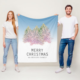 Manta Polar Árbol de navidad de color verde rosa