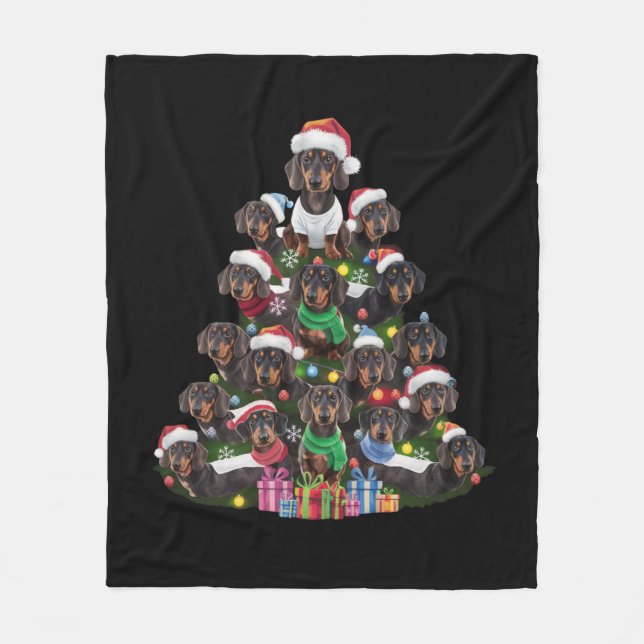 Manta Polar Árbol de Navidad de Dachshund (Anverso)