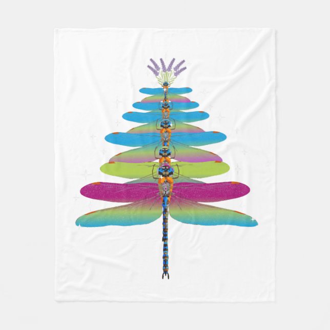 Manta Polar Árbol de Navidad de la libélula divertida insectos (Anverso)