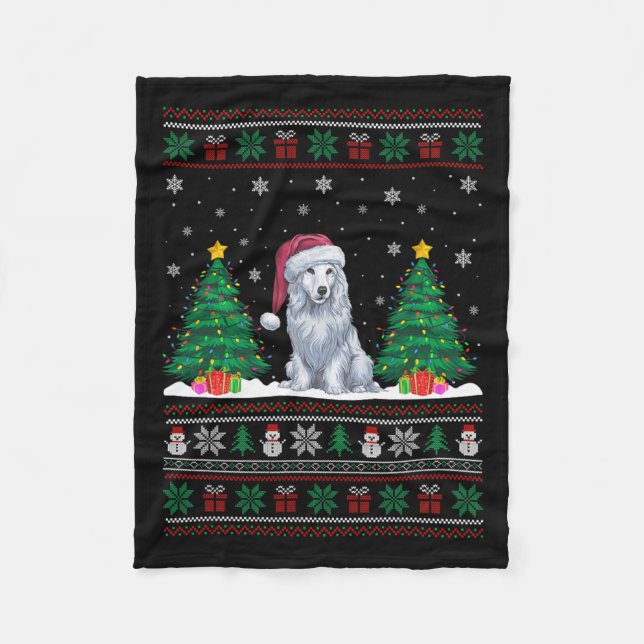 Manta Polar Árbol de navidad de perro de Santa Hat Akbash ilum (Anverso)