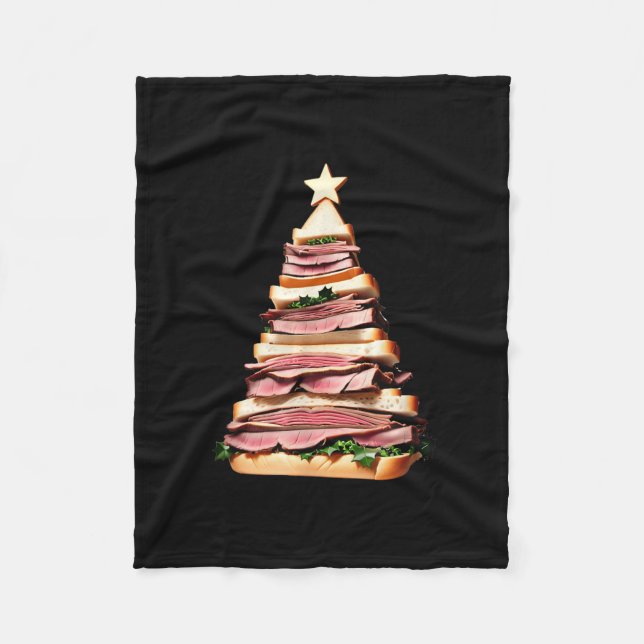 Manta Polar Árbol de Navidad de Sandwich de carne asada (Anverso)