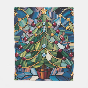 Manta Polar Árbol de Navidad de Vidrio Pintado Estilo Tiffany