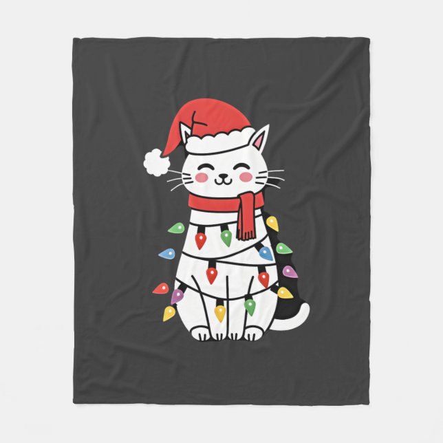 Manta Polar Árbol de Navidad del gato de Navidad (7) (Anverso)