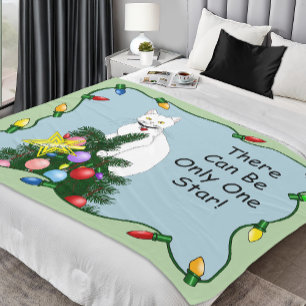 Manta Polar Árbol de Navidad Divertido y Festivo Gato Blanco D