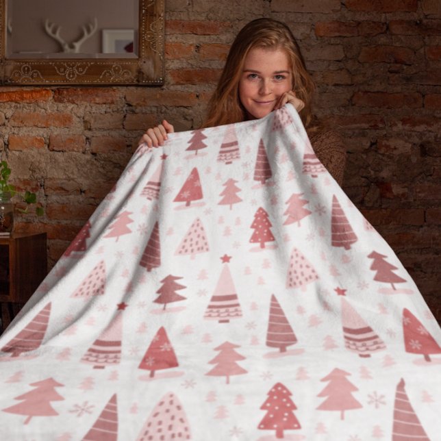 Manta Polar Árbol de Navidad en acuarela rosa y oro (Subido por el creador)