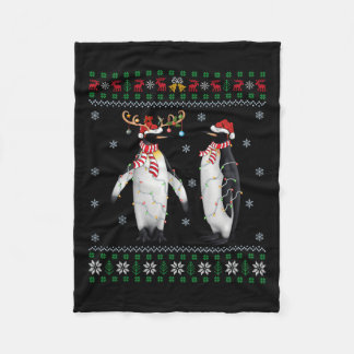 Manta Polar Árbol de navidad feo ilumina el pájaro pingüino de
