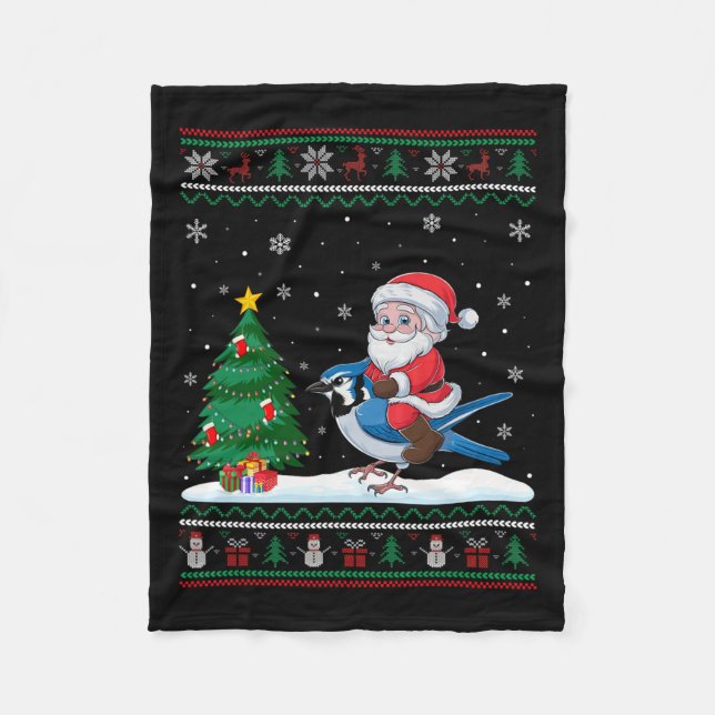 Manta Polar Árbol de Navidad feo ilumina Navidad Santa Riding  (Anverso)