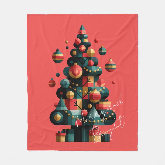 Manta Polar Árbol de Navidad geométrico (Anverso)