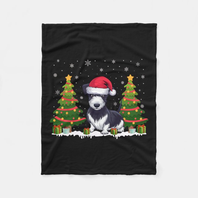 Manta Polar Árbol de navidad ilumina perro de Rat Terrier Sant (Anverso)